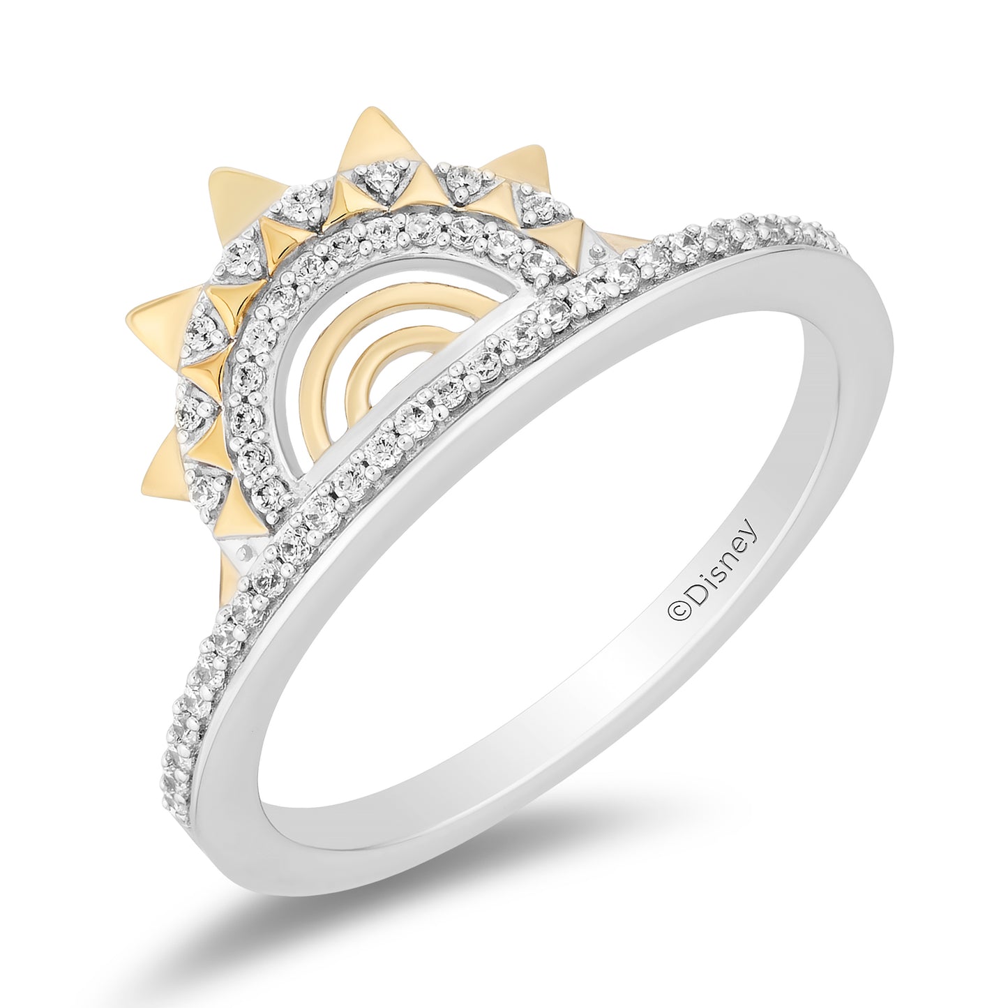 Enchanted Disney Fine Jewelry 14K Yellow Gold Over Sterling Silver with 1/6 CTTW Diamonds Moana Ring