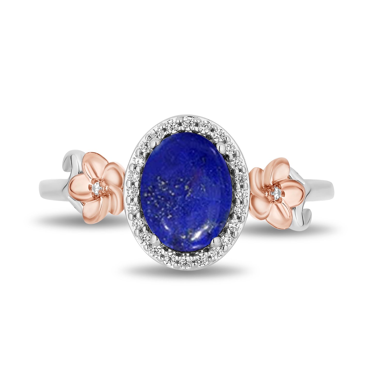 Enchanted Disney Fine Jewelry 14K Rose Gold over Sterling Silver with 1/10 CTTW Diamonds and Lapis Moana Ring