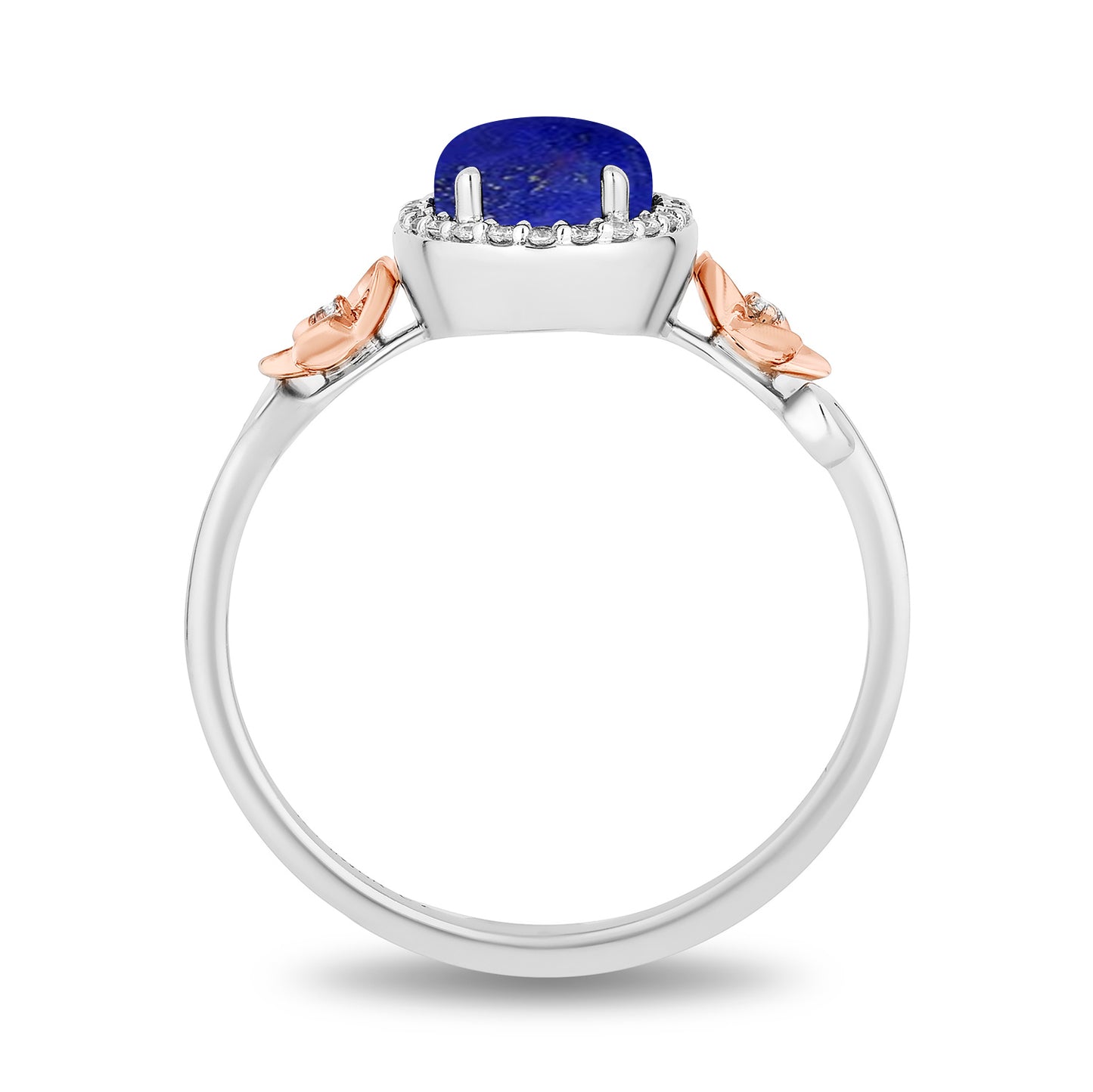 Enchanted Disney Fine Jewelry 14K Rose Gold over Sterling Silver with 1/10 CTTW Diamonds and Lapis Moana Ring