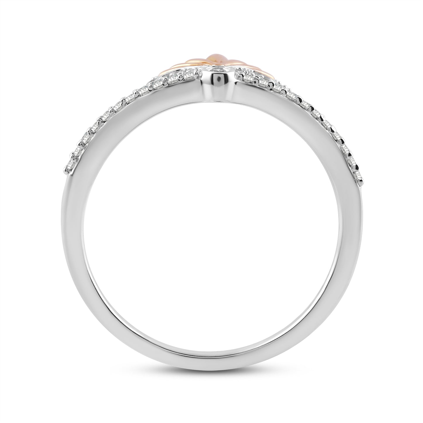 Enchanted Disney Fine Jewelry Sterling Silver and 14K Rose Gold with 1/5 CTTW Diamonds Ariel Ring