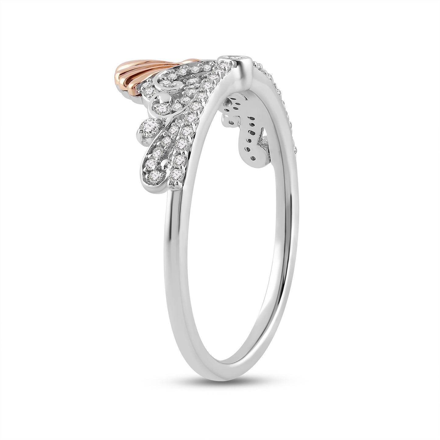 Enchanted Disney Fine Jewelry Sterling Silver and 14K Rose Gold with 1/5 CTTW Diamonds Ariel Ring