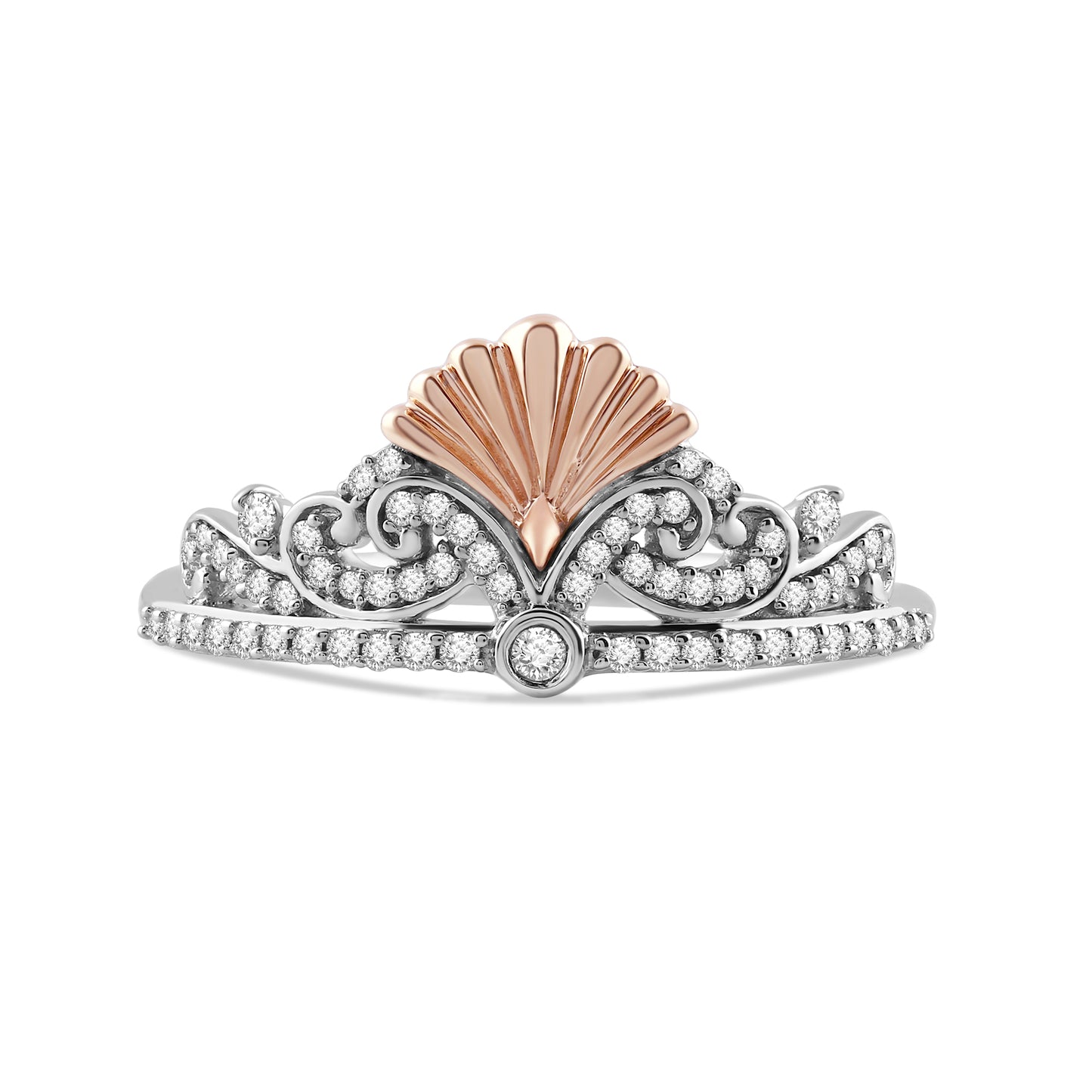 Enchanted Disney Fine Jewelry Sterling Silver and 14K Rose Gold with 1/5 CTTW Diamonds Ariel Ring