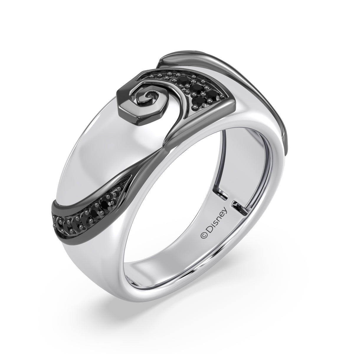 Disney Jewels Black Rhodium over Sterling Silver with 1/5 CTTW Black Diamonds, Disney Tim Burton's The Nightmare Before Christmas Ring