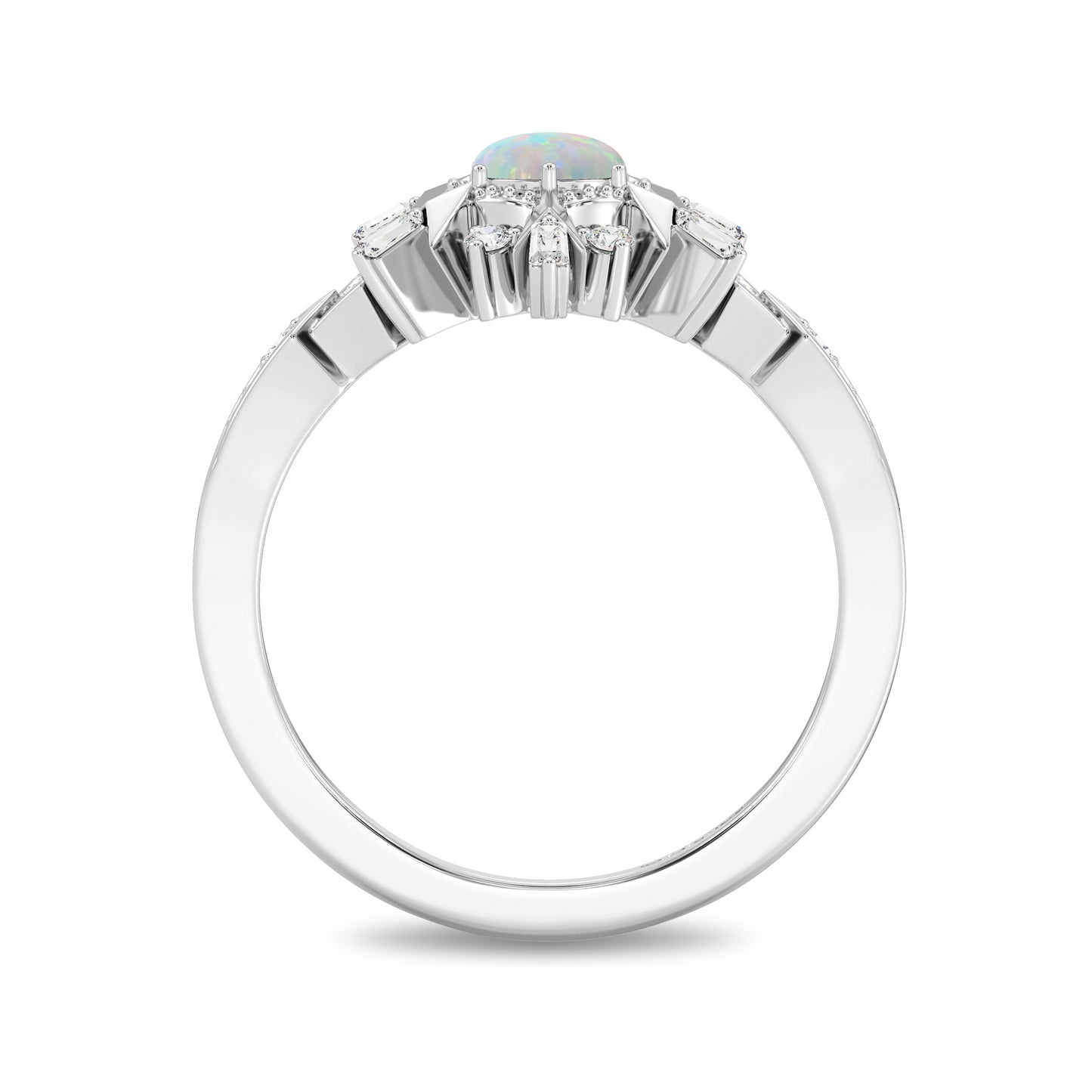 Enchanted Disney Fine Jewelry Sterling Silver with 1/6 CTTW Diamonds and Created Opal Elsa Ring