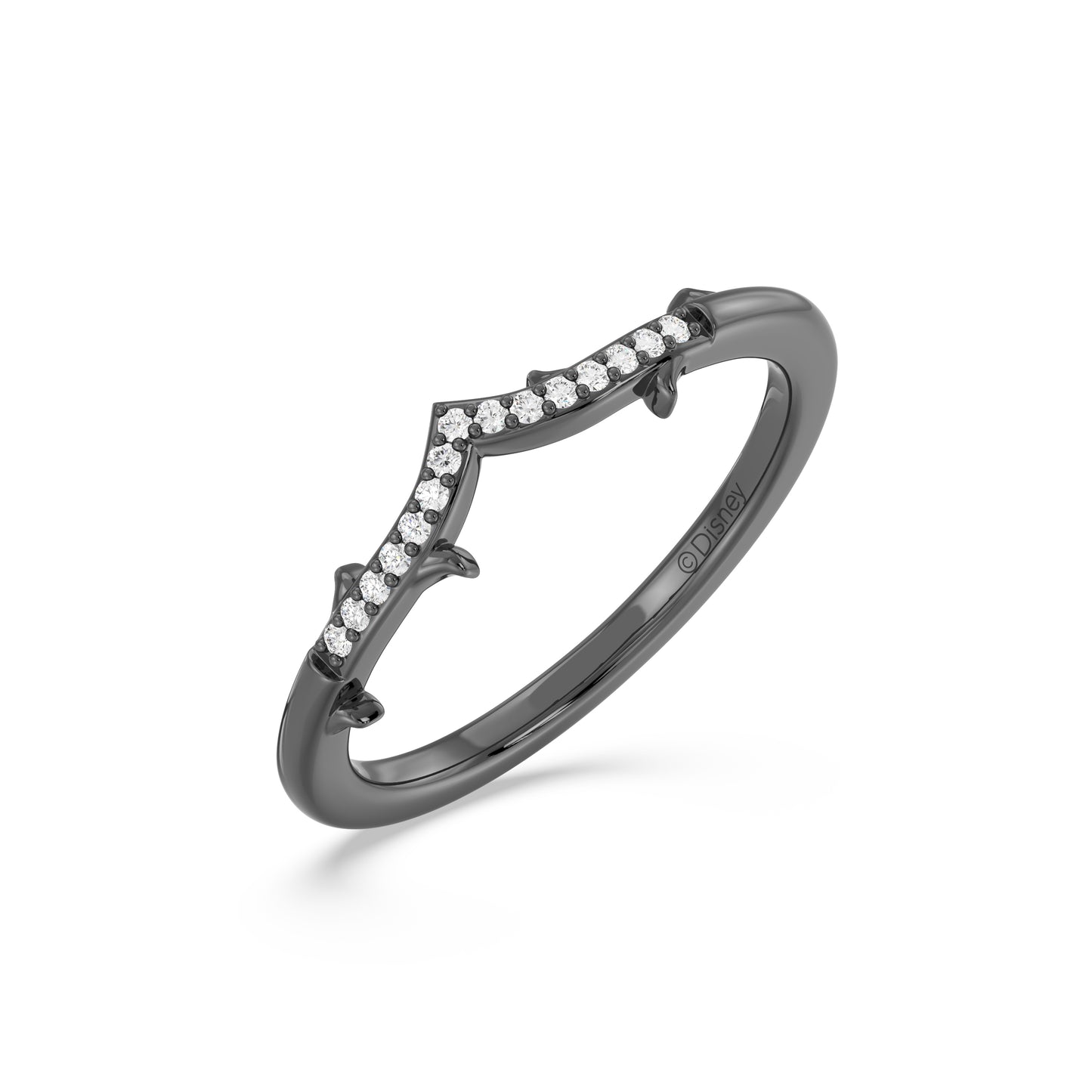 Enchanted Disney Fine Jewelry Black Rhodium over Sterling Silver with 1/20 CTTW Diamonds Maleficent Ring