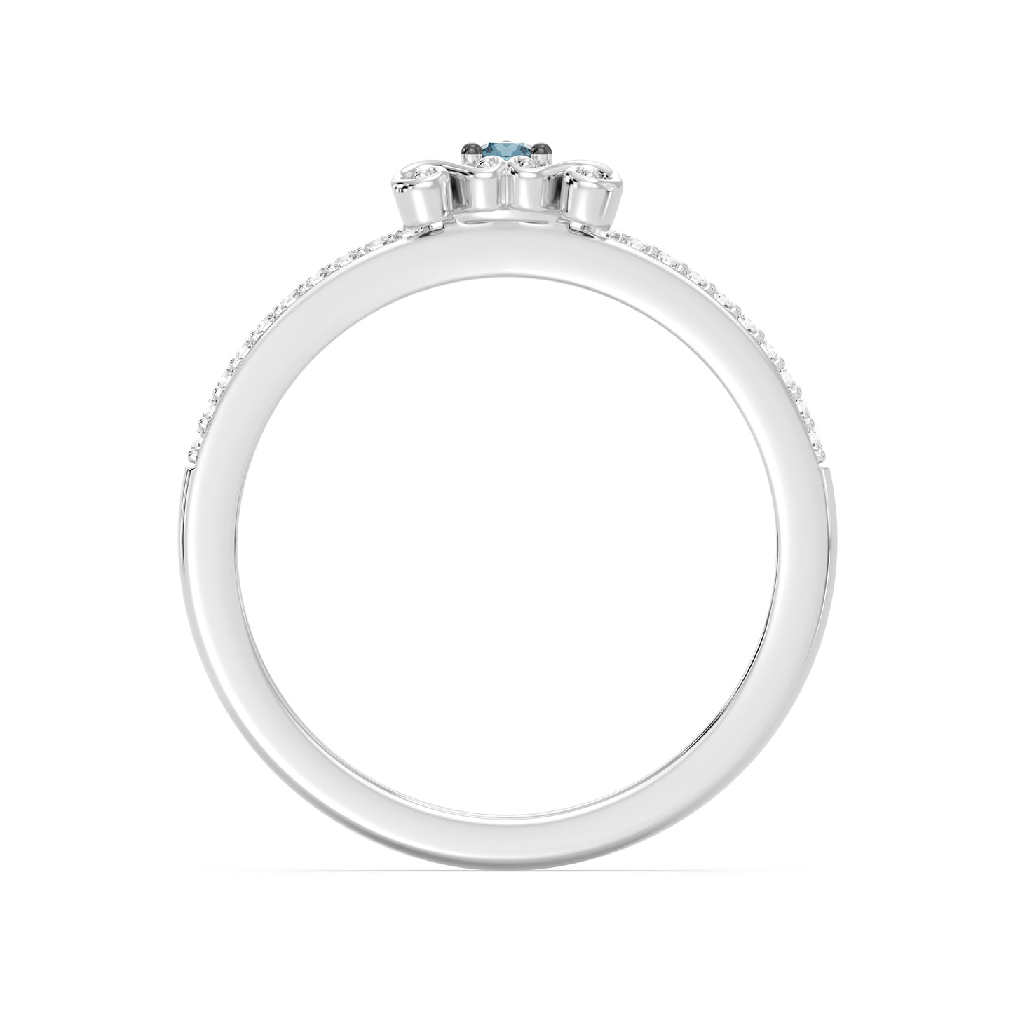 Enchanted Disney Fine Jewelry Black Rhodium over Sterling Silver 1/20 CTTW Diamonds with London Blue Topaz Cinderella Ring