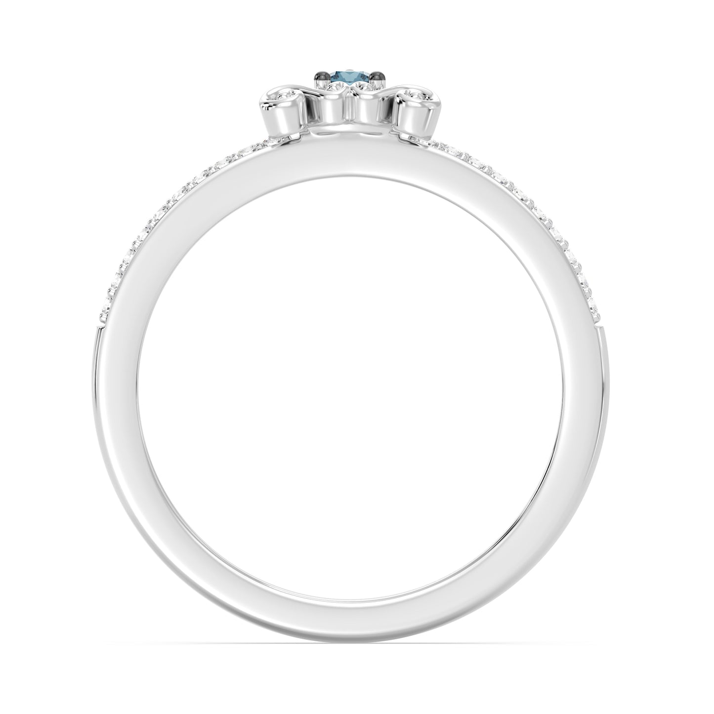 Enchanted Disney Fine Jewelry Sterling Silver, Black Rhodium and 1/20 CTTW Diamonds with London Blue Topaz, Disney Princess Cinderella Ring