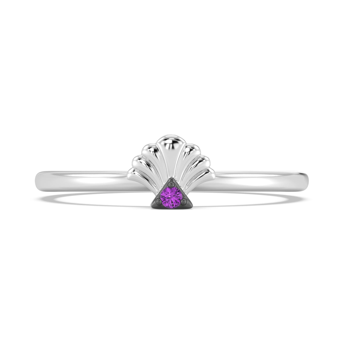 Enchanted Disney Fine Jewelry Sterling Silver and Black Rhodium with Amethyst, Disney Princess Ariel Ring