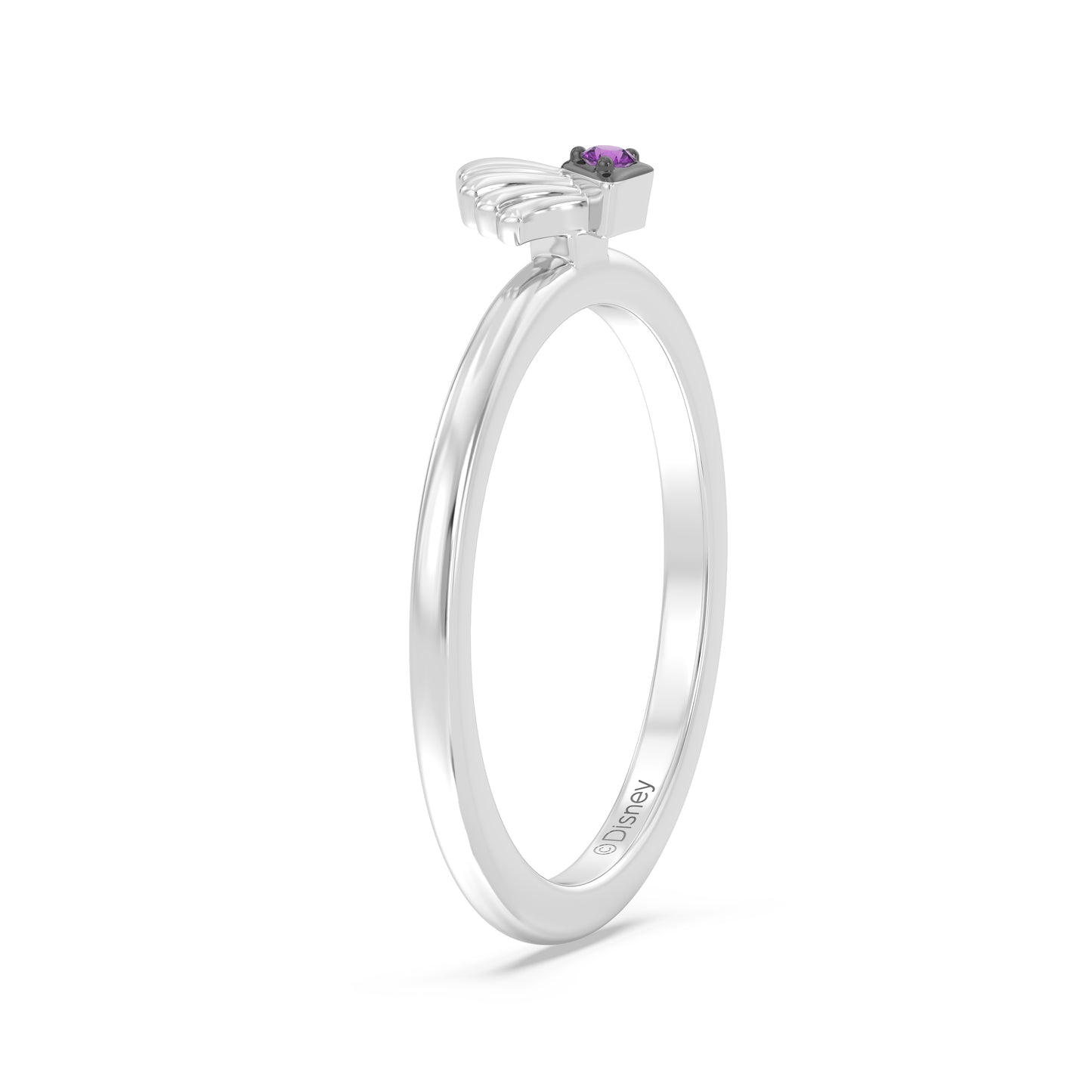 Enchanted Disney Fine Jewelry Black Rhodium over Sterling Silver with Amethyst Ariel Ring