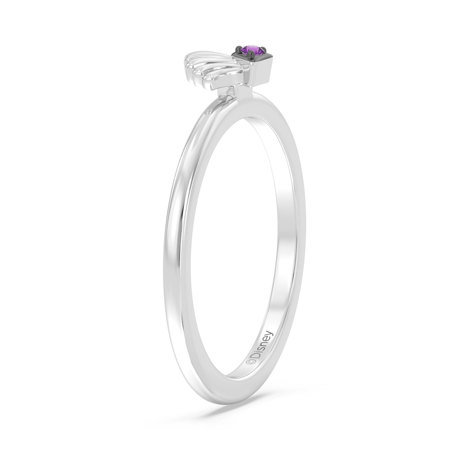Enchanted Disney Fine Jewelry Sterling Silver and Black Rhodium with Amethyst, Disney Princess Ariel Ring