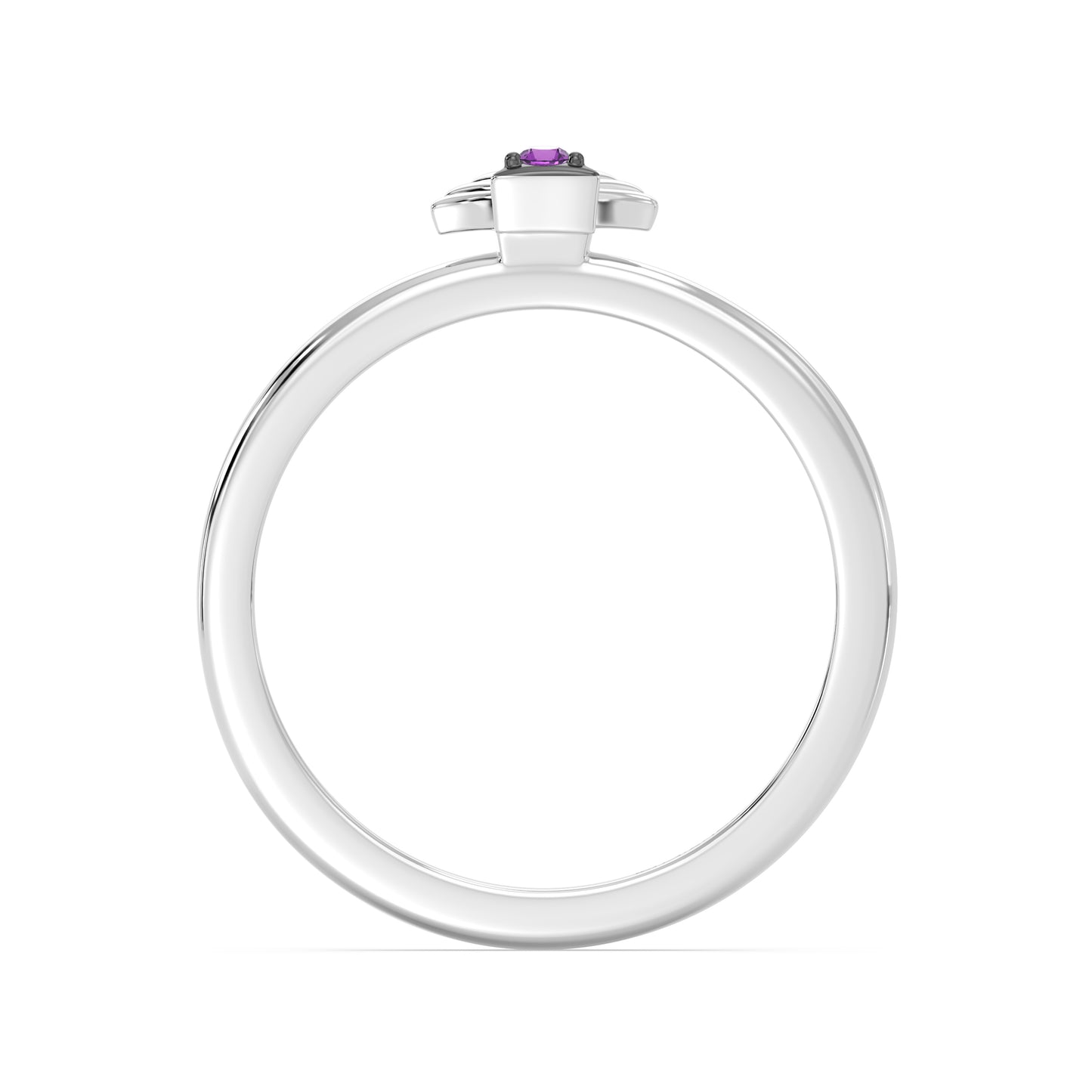 Enchanted Disney Fine Jewelry Black Rhodium over Sterling Silver with Amethyst Ariel Ring