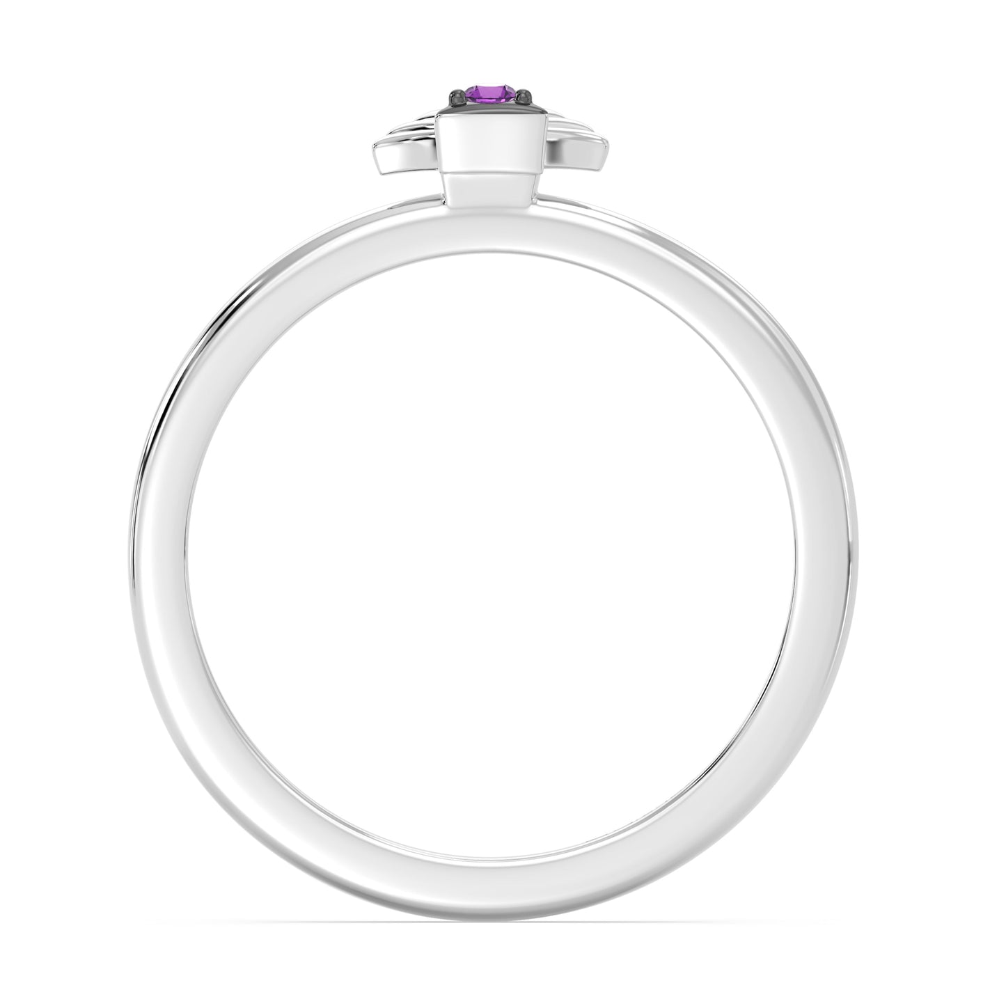 Enchanted Disney Fine Jewelry Sterling Silver and Black Rhodium with Amethyst, Disney Princess Ariel Ring