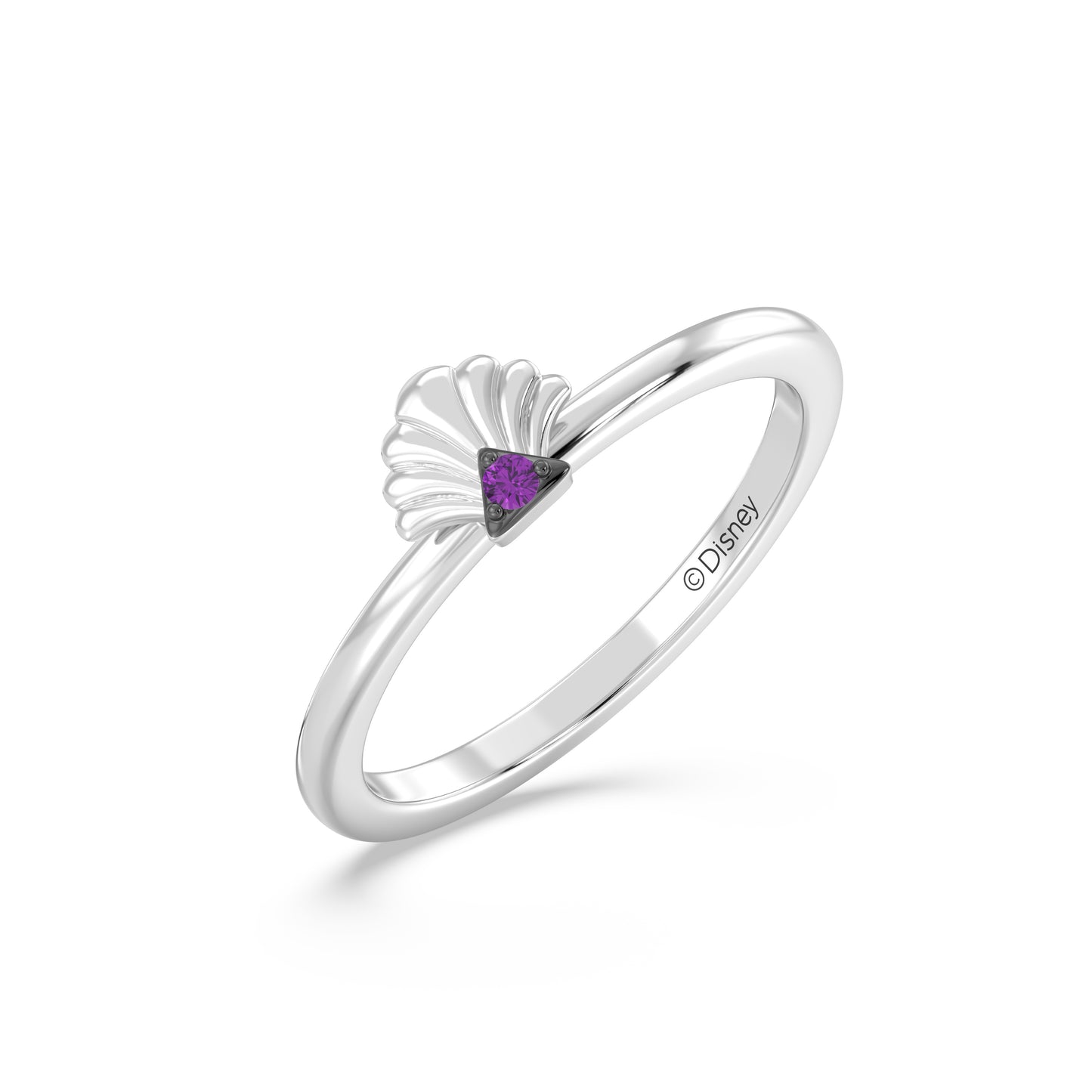 Enchanted Disney Fine Jewelry Black Rhodium over Sterling Silver with Amethyst Ariel Ring