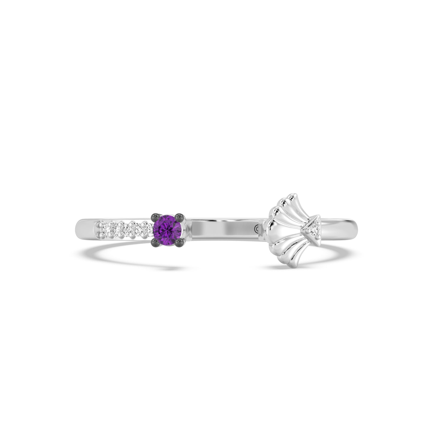 Enchanted Disney Fine Jewelry Black Rhodium over Sterling Silver with Diamond Accent and Amethyst Ariel Ring