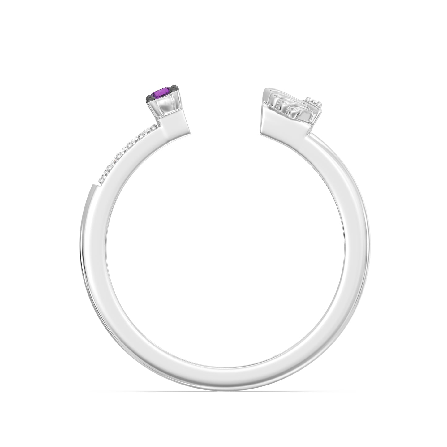 Enchanted Disney Fine Jewelry Black Rhodium over Sterling Silver with Diamond Accent and Amethyst Ariel Ring