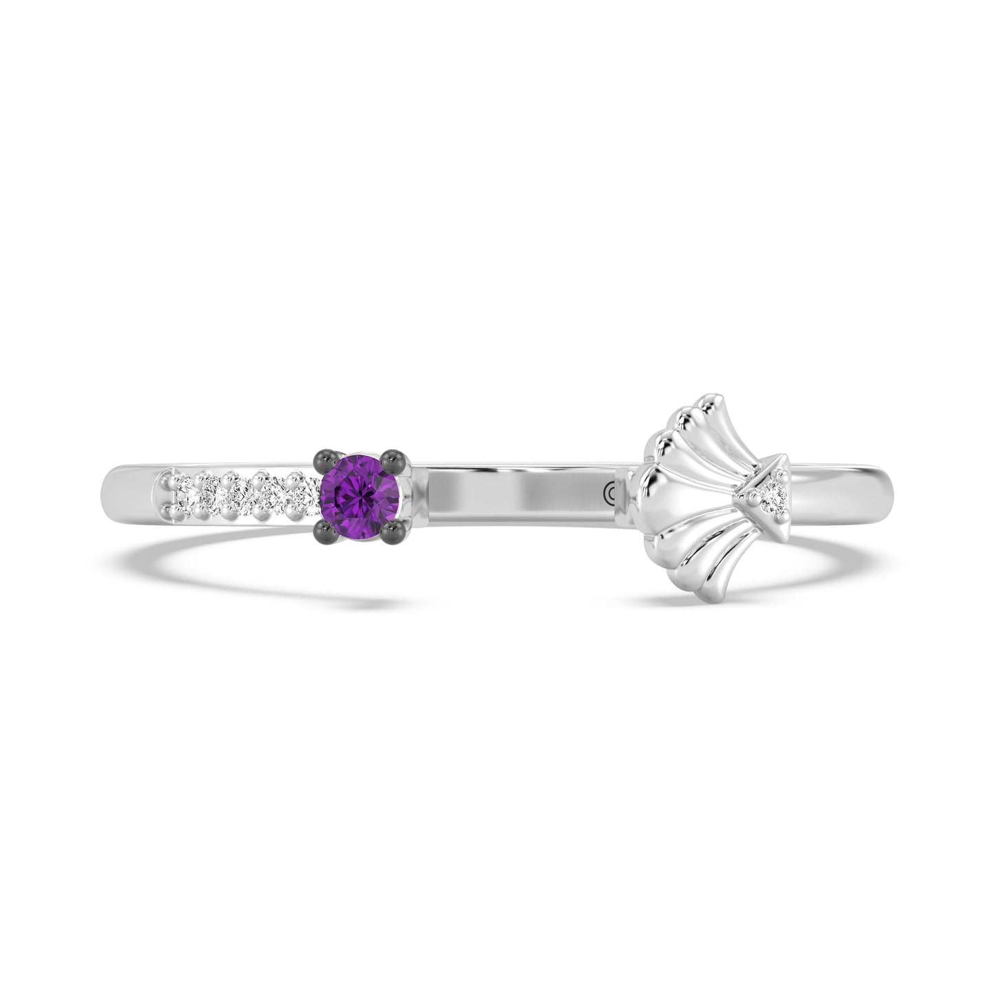 Enchanted Disney Fine Jewelry Sterling Silver and Black Rhodium with Diamond Accent and Amethyst, Disney Princess Ariel Ring
