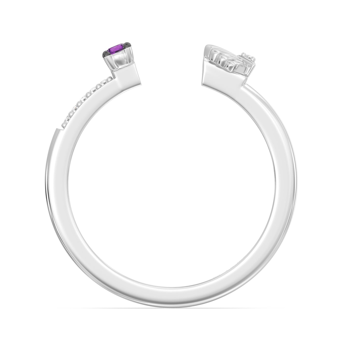 Enchanted Disney Fine Jewelry Sterling Silver and Black Rhodium with Diamond Accent and Amethyst, Disney Princess Ariel Ring