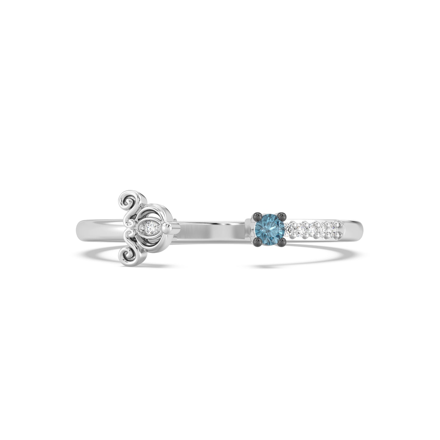 Enchanted Disney Fine Jewelry Black Rhodium over Sterling Silver with Diamond Accents and London Blue Topaz Cinderella Ring