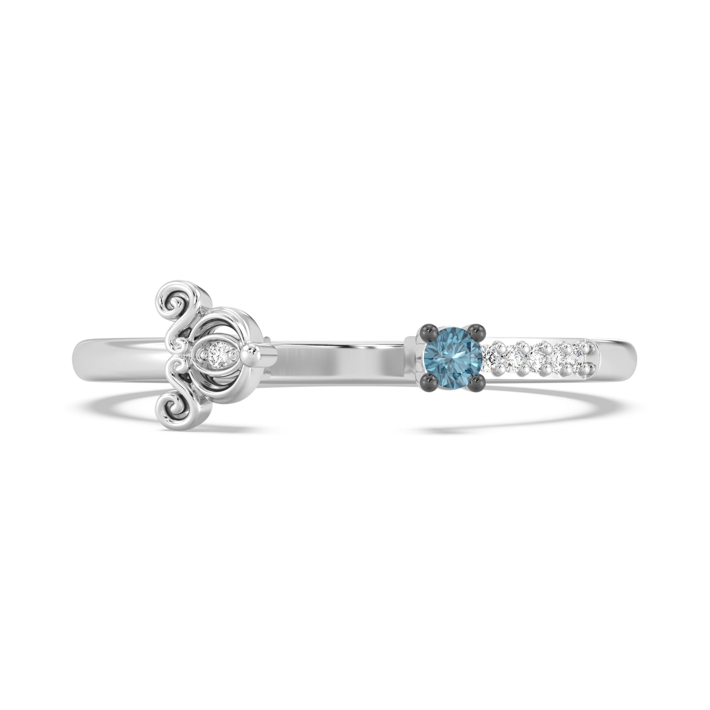 Enchanted Disney Fine Jewelry Sterling Silver and Black Rhodium with Diamond Accents and London Blue Topaz, Disney Princess Cinderella Ring