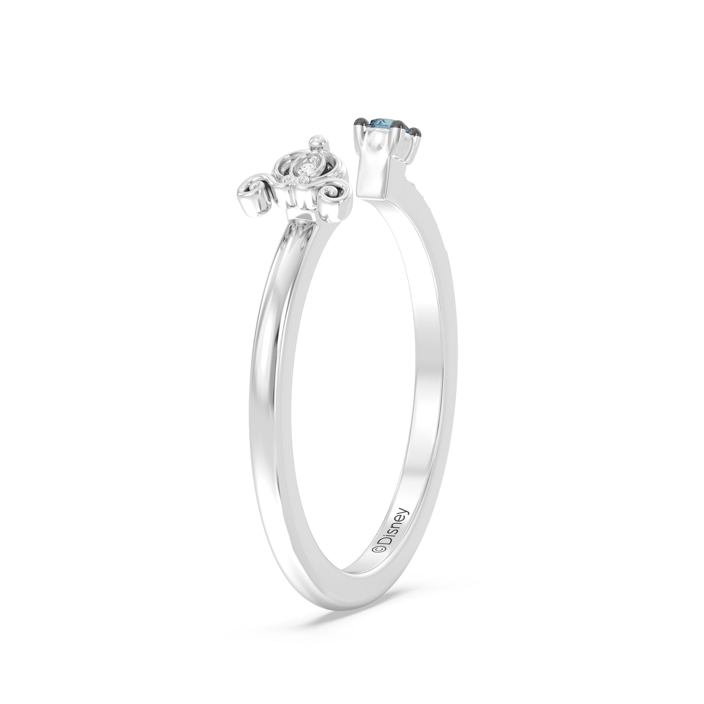 Enchanted Disney Fine Jewelry Black Rhodium over Sterling Silver with Diamond Accents and London Blue Topaz Cinderella Ring