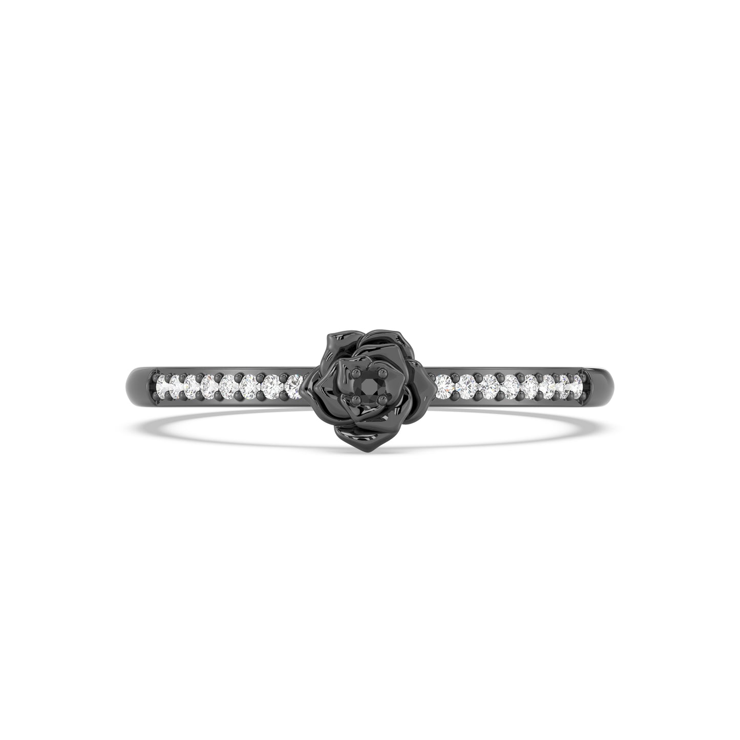 Enchanted Disney Fine Jewelry Black Rhodium over Sterling Silver with 1/20 CTTW Black & White Diamonds Maleficent Ring