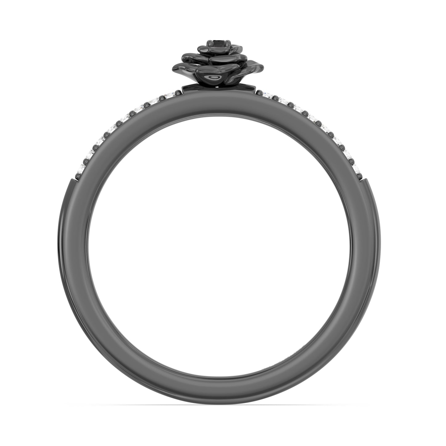 Enchanted Disney Fine Jewelry Black Rhodium over Sterling Silver with 1/20 CTTW Black & White Diamonds, Disney Villain Maleficent Ring
