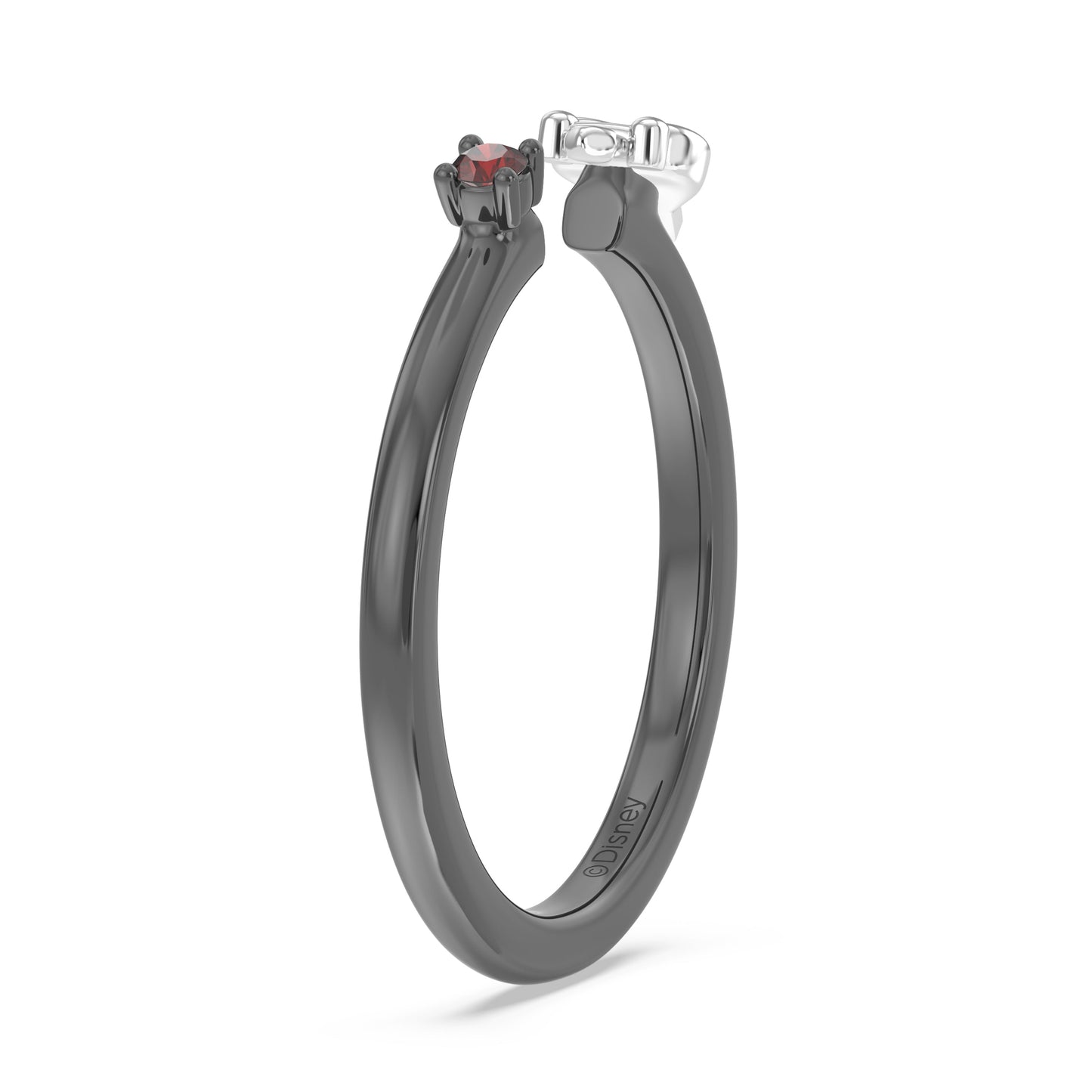 Enchanted Disney Fine Jewelry Black Rhodium over Sterling Silver with Red Garnet Evil Queen Ring