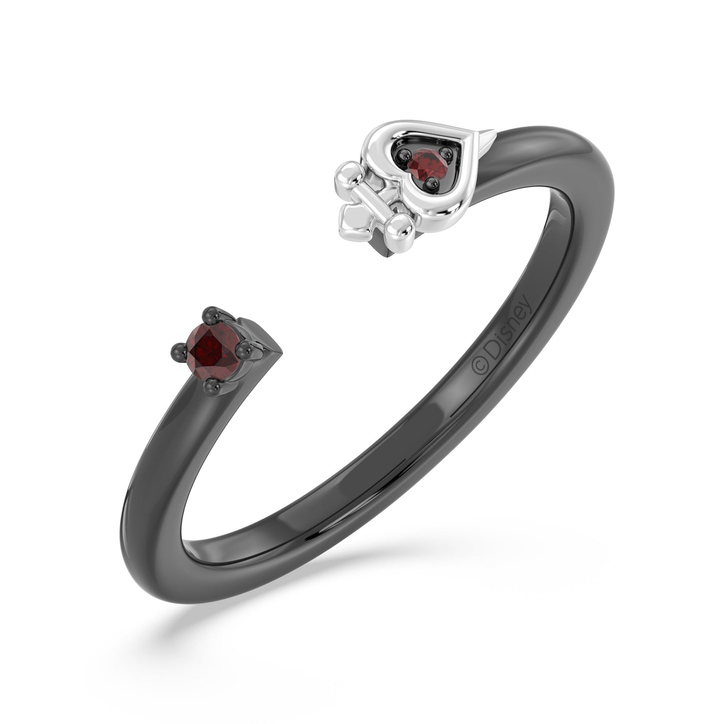Enchanted Disney Fine Jewelry Black Rhodium over Sterling Silver with Red Garnet Evil Queen Ring
