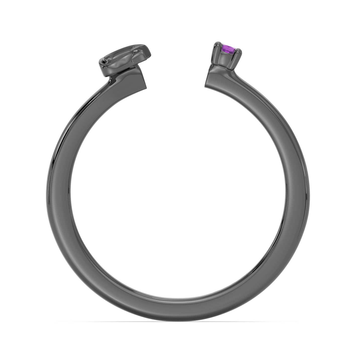 Enchanted Disney Fine Jewelry Black Rhodium Over Sterling Silver with Amethyst, Disney Villain Ursula Ring
