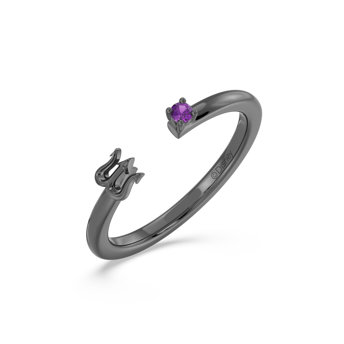 Enchanted Disney Fine Jewelry Black Rhodium Over Sterling Silver with Amethyst Ursula Ring