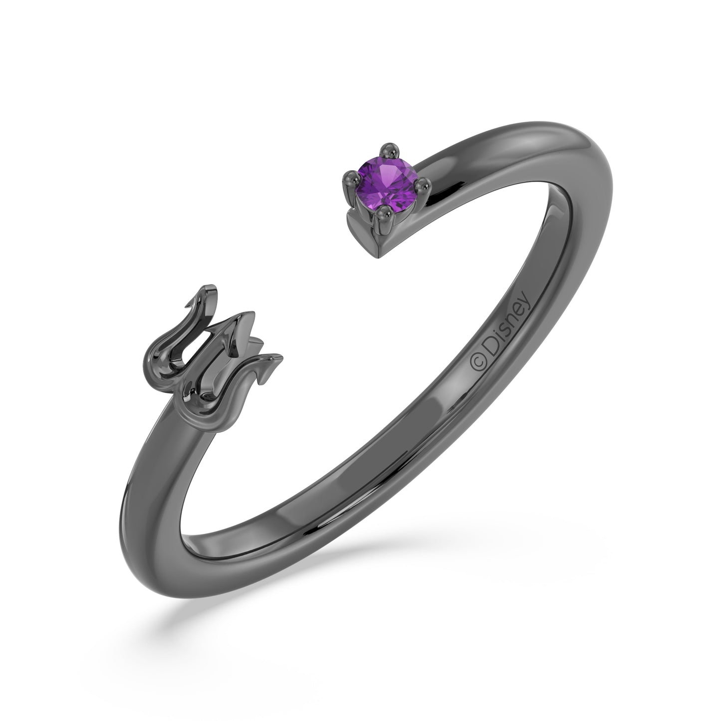 Enchanted Disney Fine Jewelry Black Rhodium Over Sterling Silver with Amethyst, Disney Villain Ursula Ring