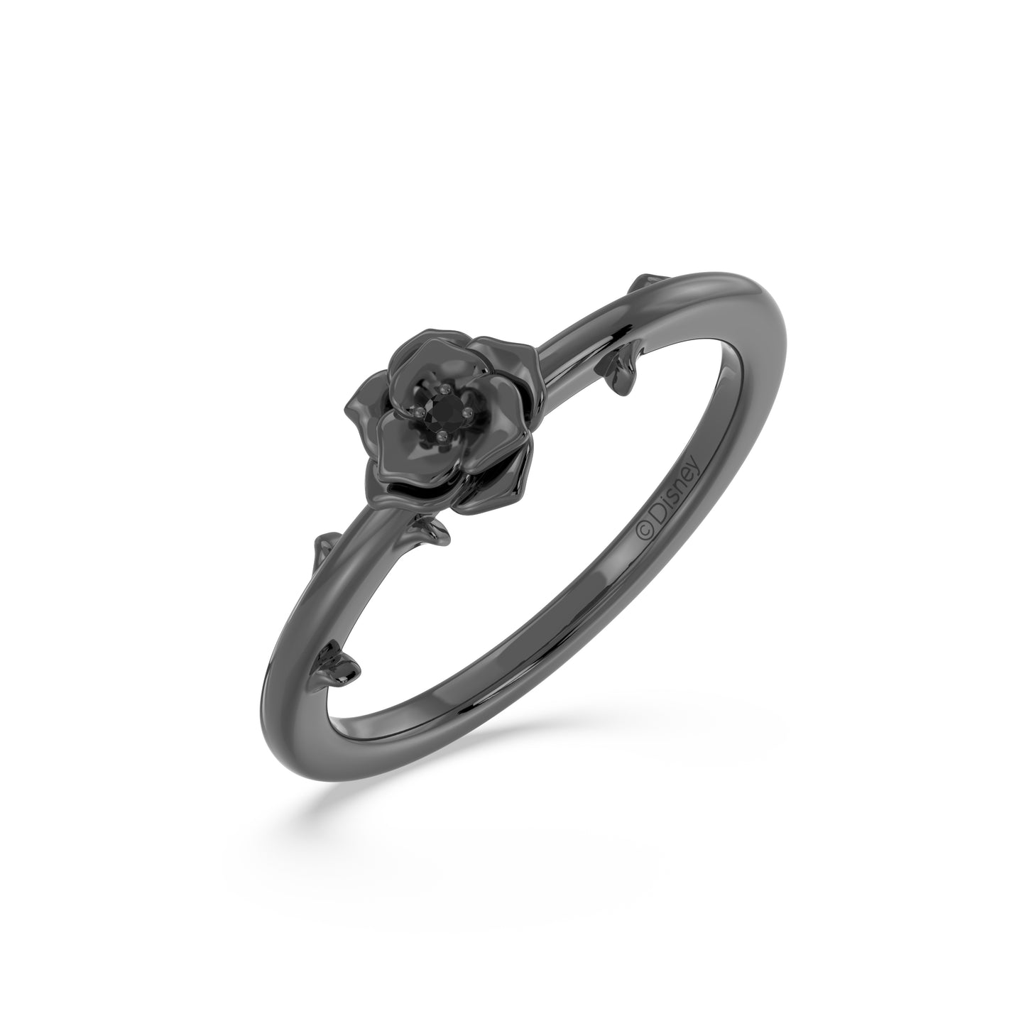 Enchanted Disney Fine Jewlery Black Rhodium over Sterling Silver with Diamond Accents Maleficent Ring