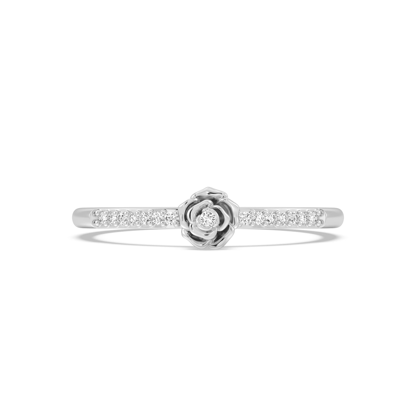 Enchanted Disney Fine Jewelry Sterling Silver with 1/20 CTTW Diamonds Belle Ring