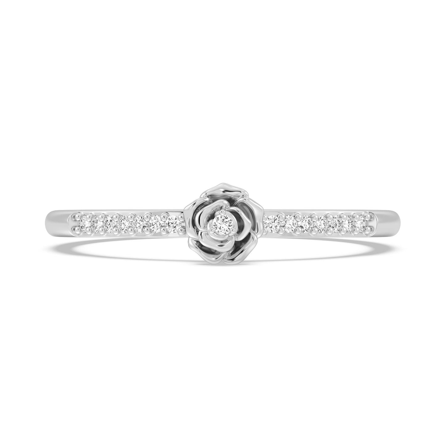 Enchanted Disney Fine Jewelry Sterling Silver with 1/20 CTTW Diamonds, Disney Princess Belle Ring