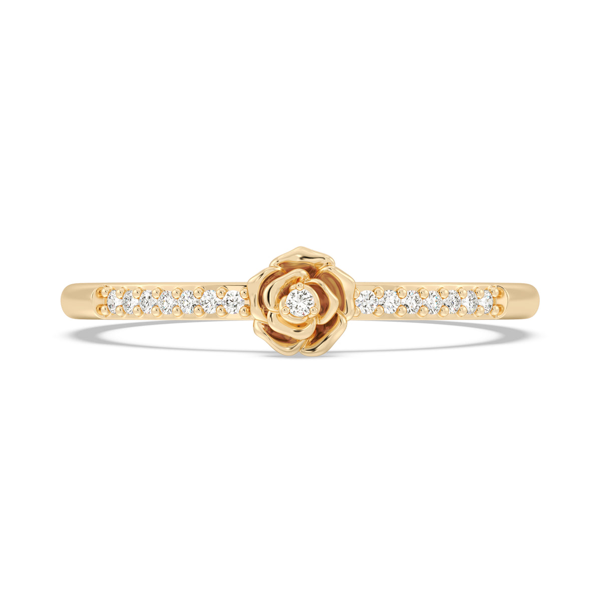 Enchanted Disney Fine Jewelry 14K Yellow gold Over Sterling Silver with 1/20 CTTW Diamonds, Disney Princess Belle Ring