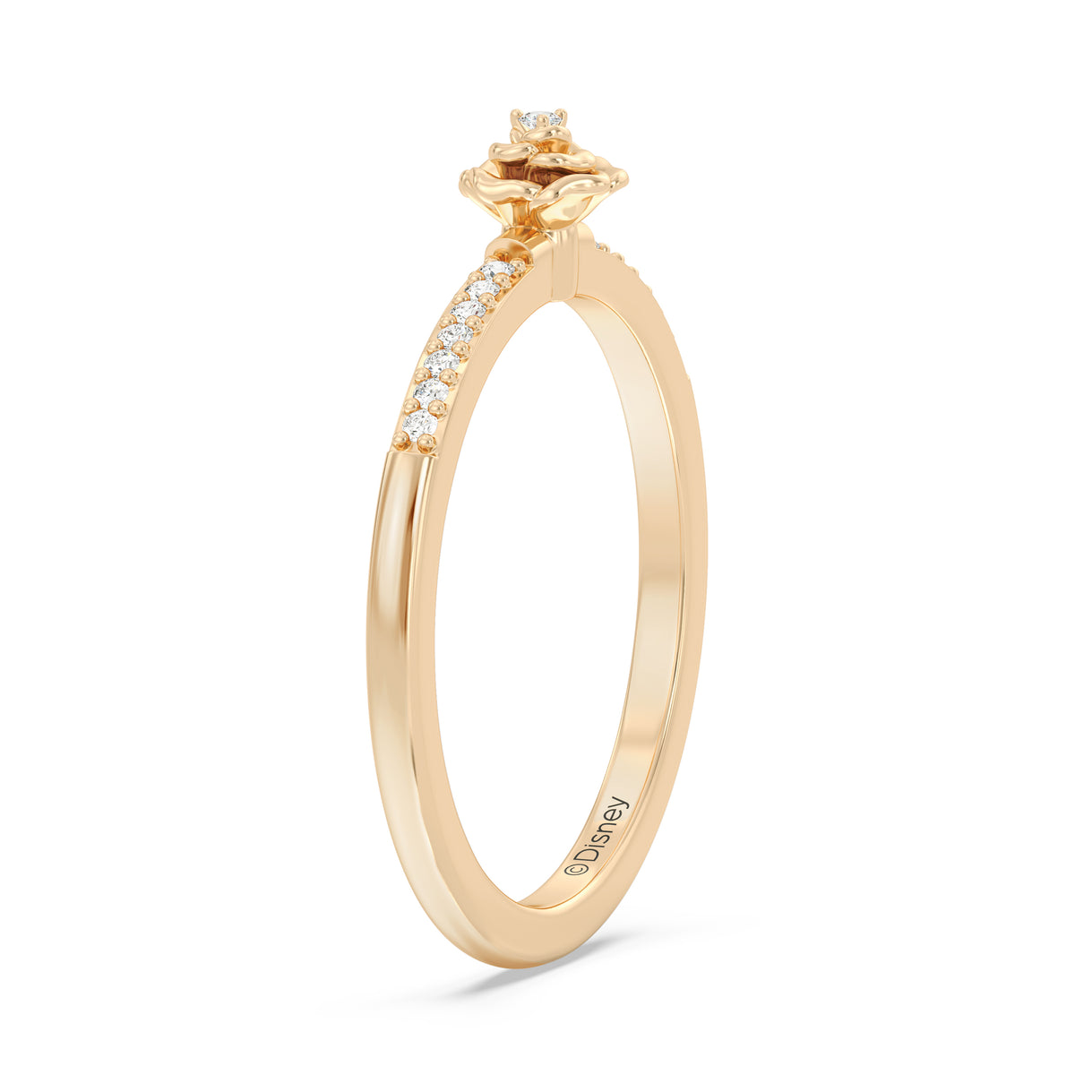 Enchanted Disney Fine Jewelry 14K Yellow gold Over Sterling Silver with 1/20 CTTW Diamonds, Disney Princess Belle Ring