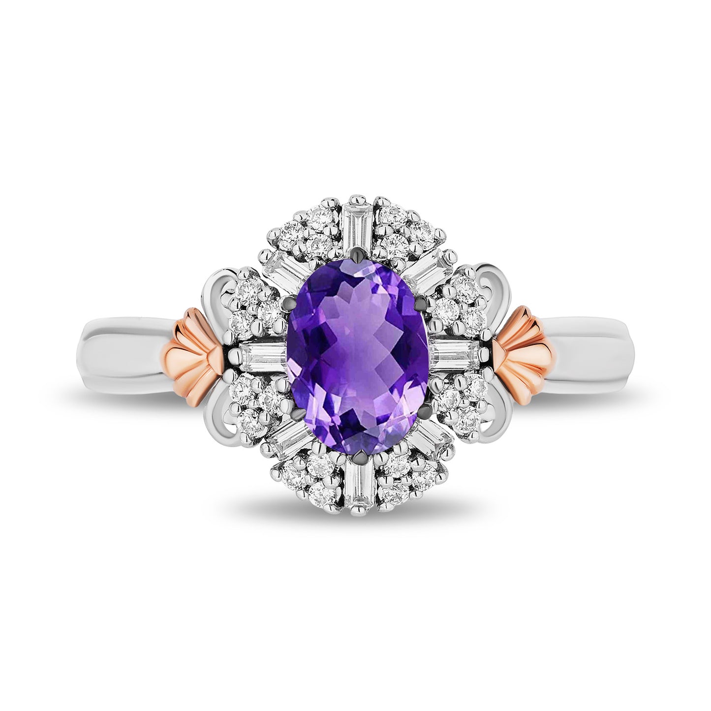 Enchanted Disney Fine Jewelry 14K Rose Gold Over Sterling Silver with 1/5 CTTW Diamond Ariel Ring