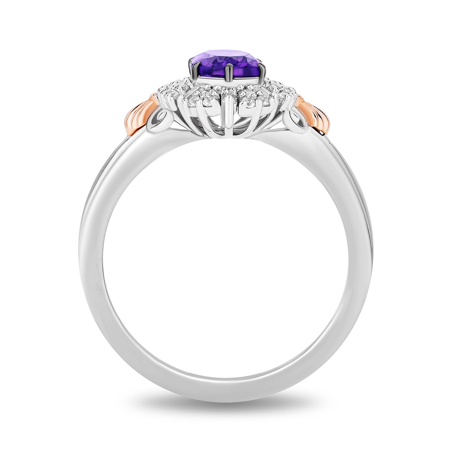 Enchanted Disney Fine Jewelry 14K Rose Gold Over Sterling Silver with 1/5 CTTW Diamond Ariel Ring