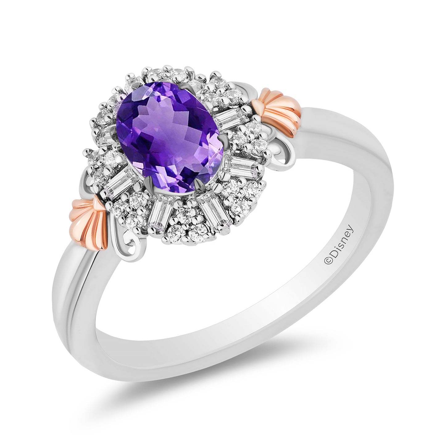 Enchanted Disney Fine Jewelry 14K Rose Gold Over Sterling Silver with 1/5 CTTW Diamond Ariel Ring