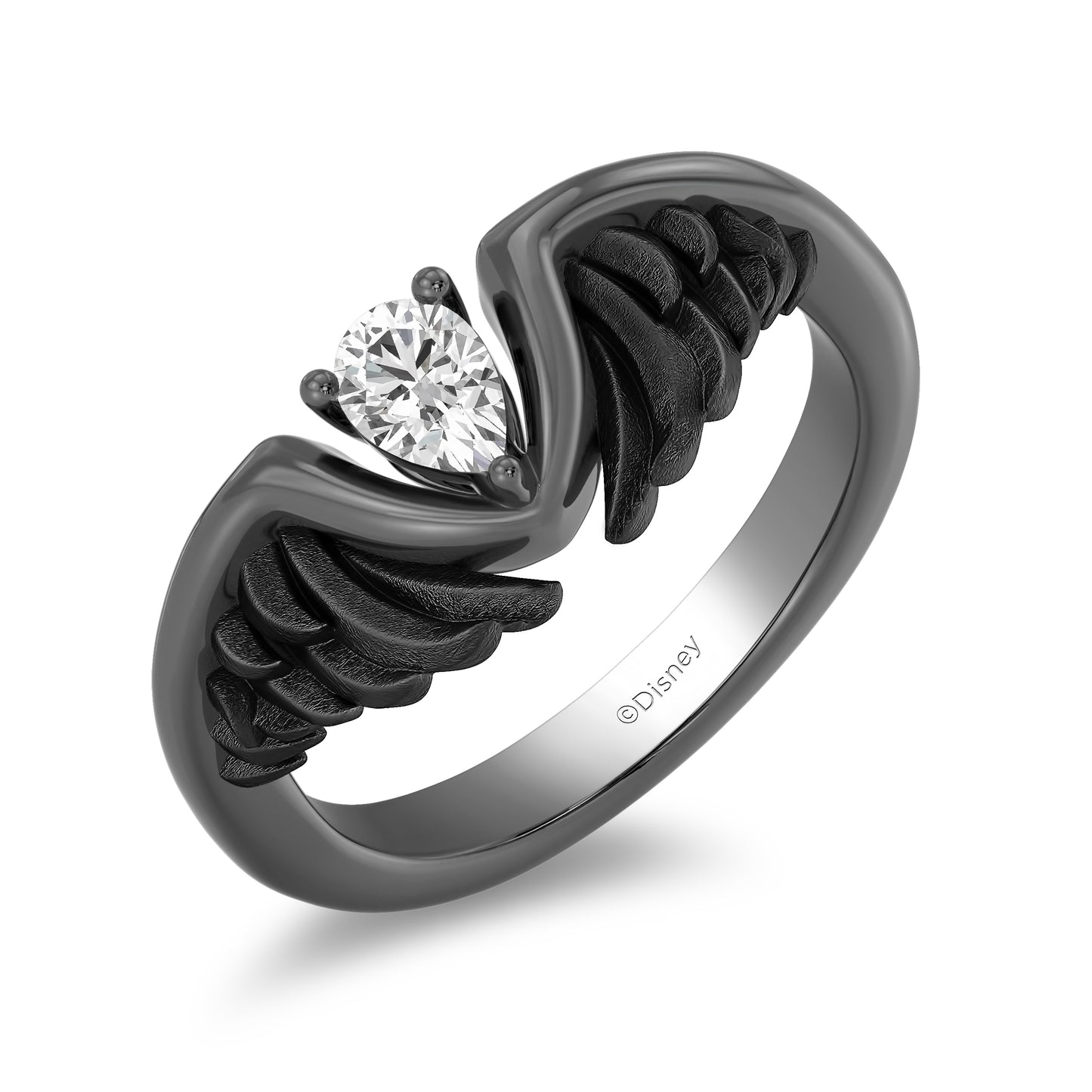 Enchanted Disney Fine Jewelry Black Rhodium over Sterling Silver with 1/4 CT.TW. Lab Grown Diamond Maleficent Ring