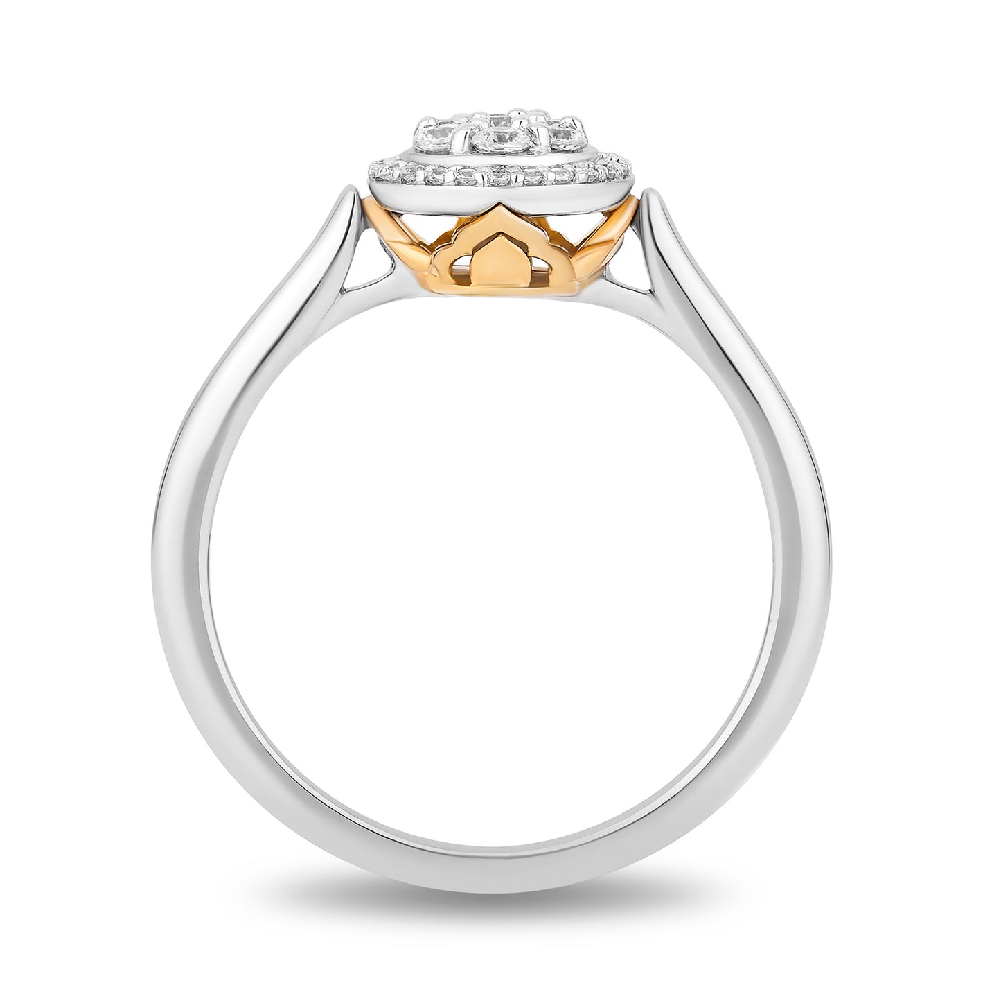 Enchanted Disney Fine Jewelry Sterling Silver and 10K Yellow Gold with 1/4 CTTW Diamonds Jasmine Ring