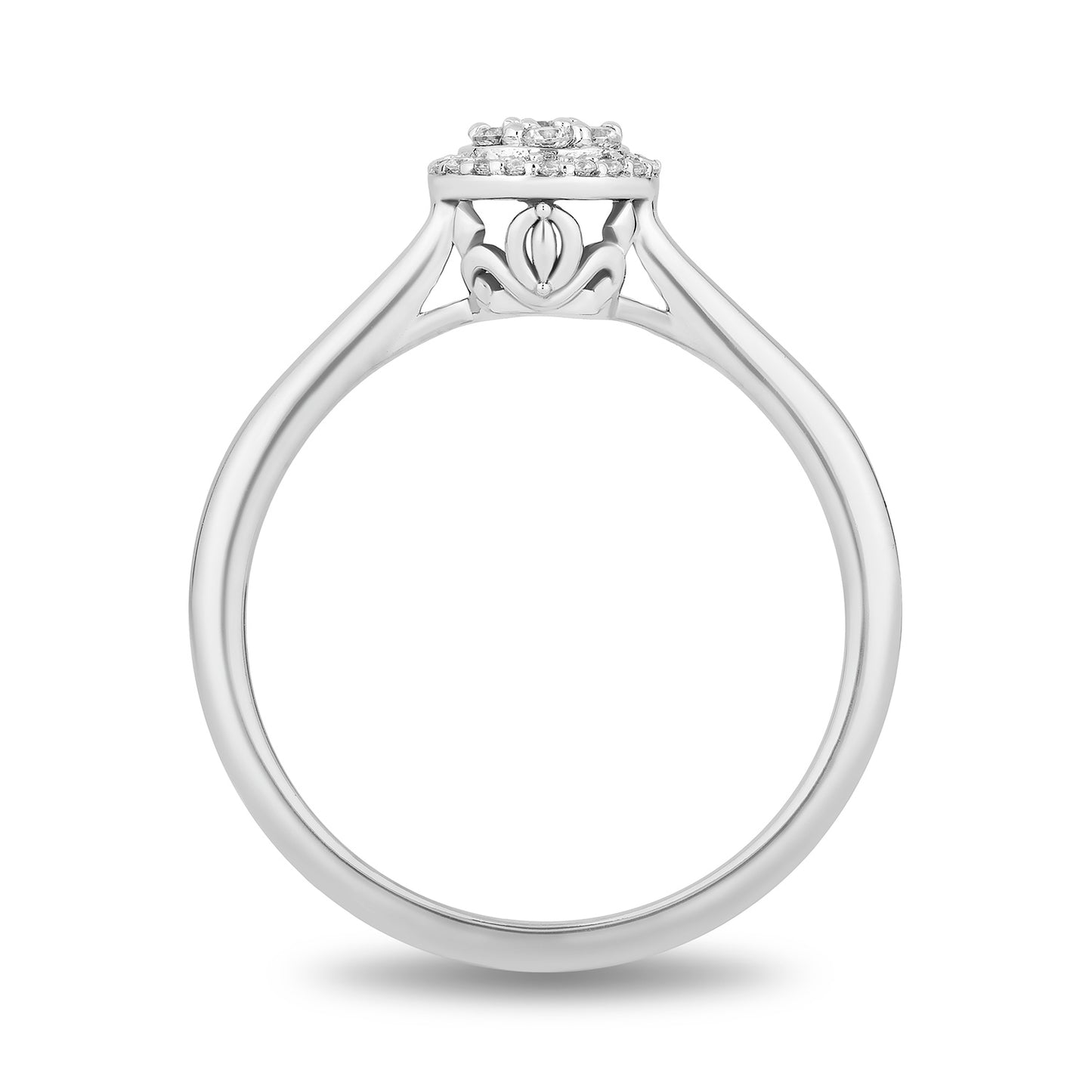 Enchanted Disney Fine Jewelry Sterling Silver with 1/6 CTTW Diamonds Cinderella Engagement Ring