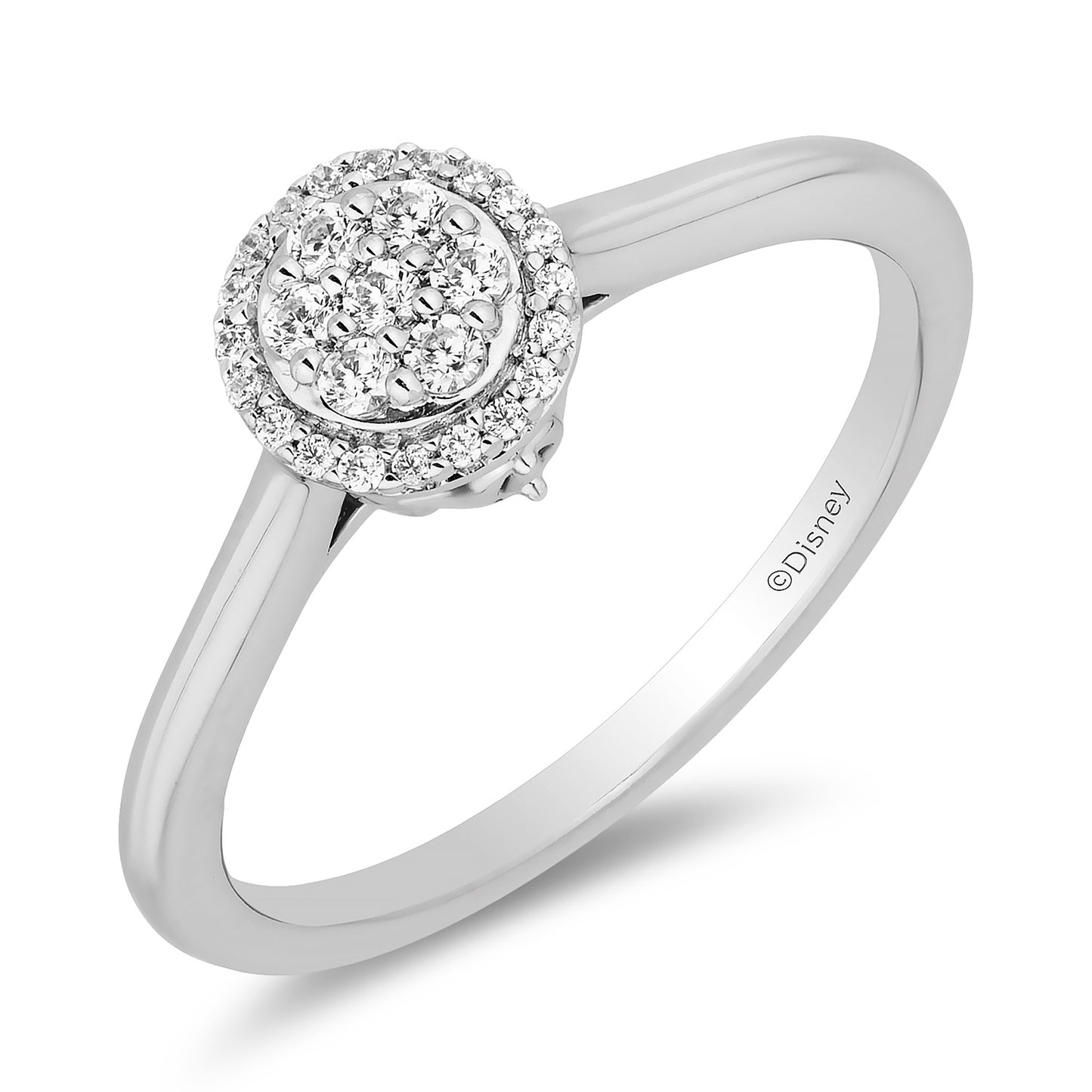 Enchanted Disney Fine Jewelry Sterling Silver with 1/6 CTTW Diamonds Cinderella Engagement Ring