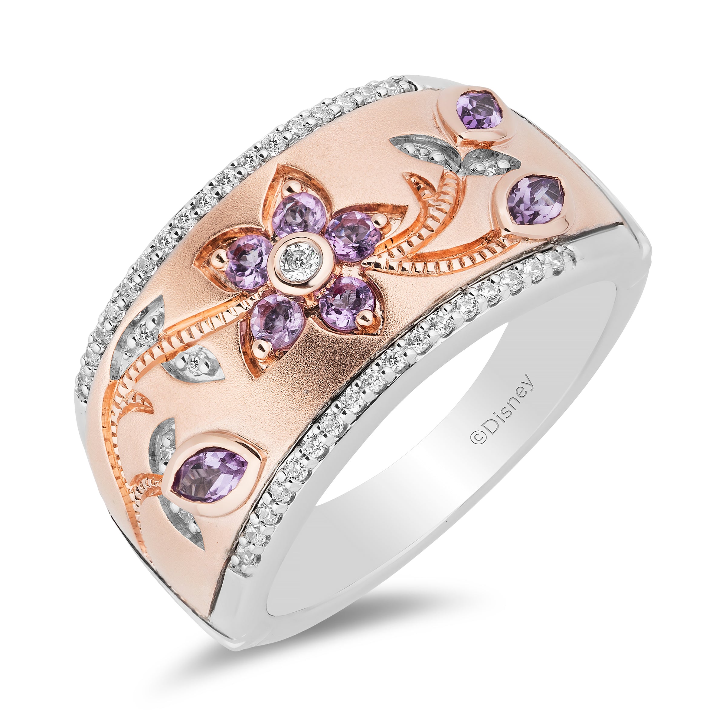 Enchanted Disney Fine Jewelry Sterling Silver and 10K Rose Gold with 1