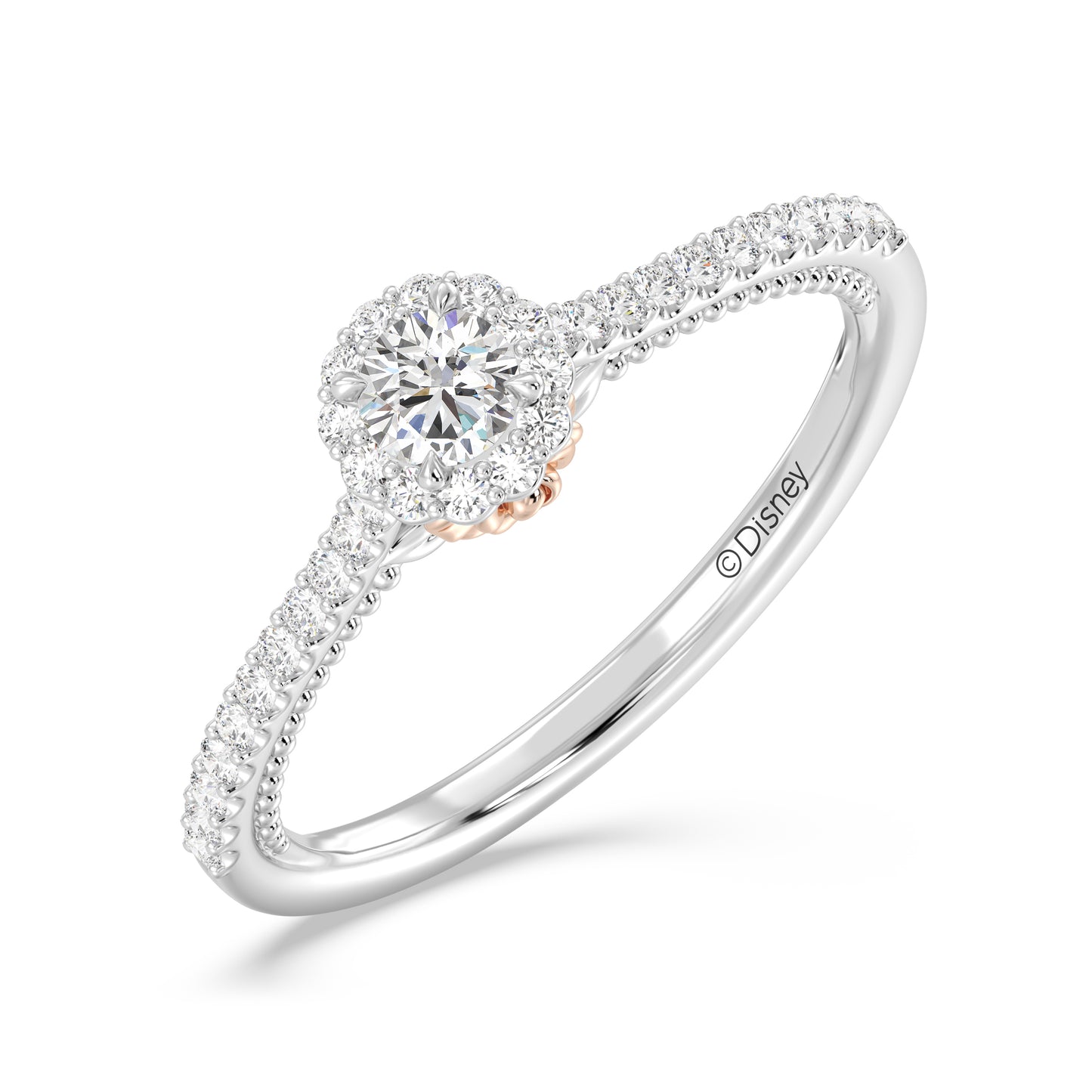 Enchanted Star 14K White and Rose Gold with 3/8 CTTW Lab Grown Diamond, Disney's Belle Promise Ring