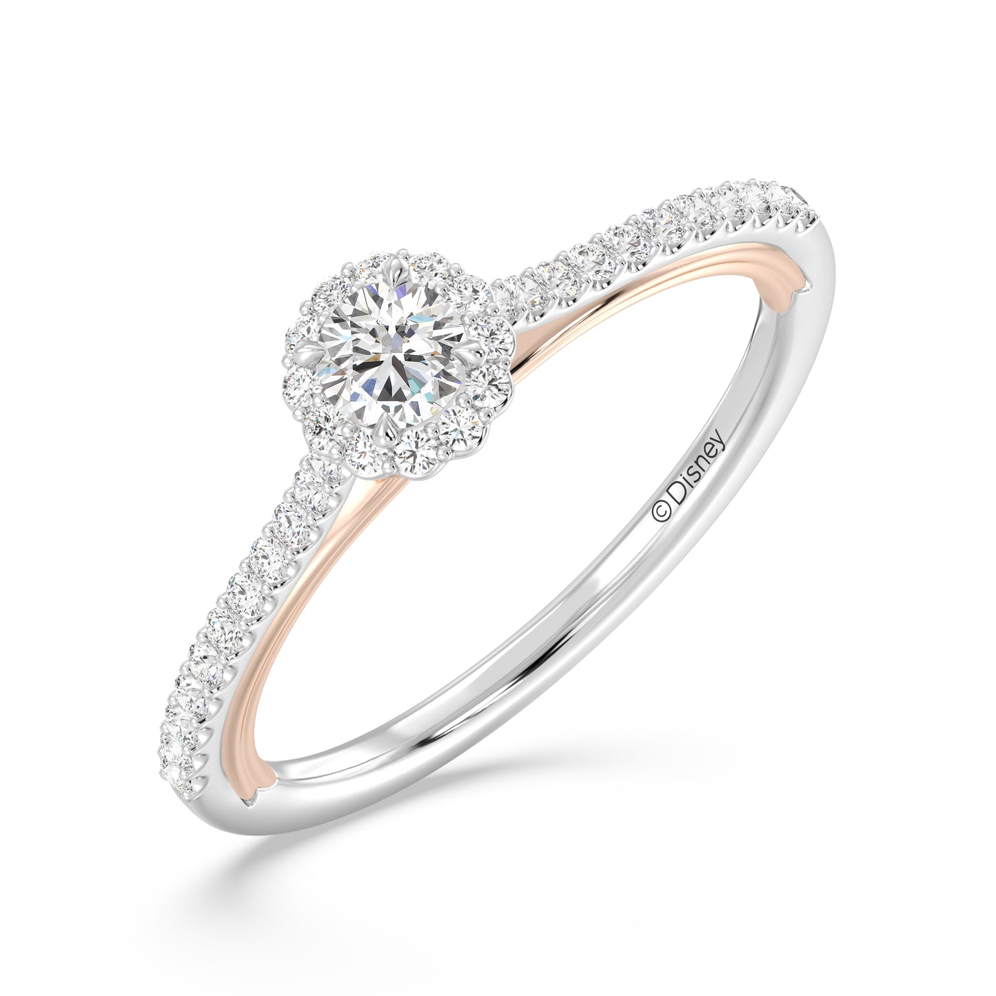 Enchanted Star 14K White and Rose Gold with 3/8 CTTW Lab Grown Diamond, Disney's Snow White Promise Ring