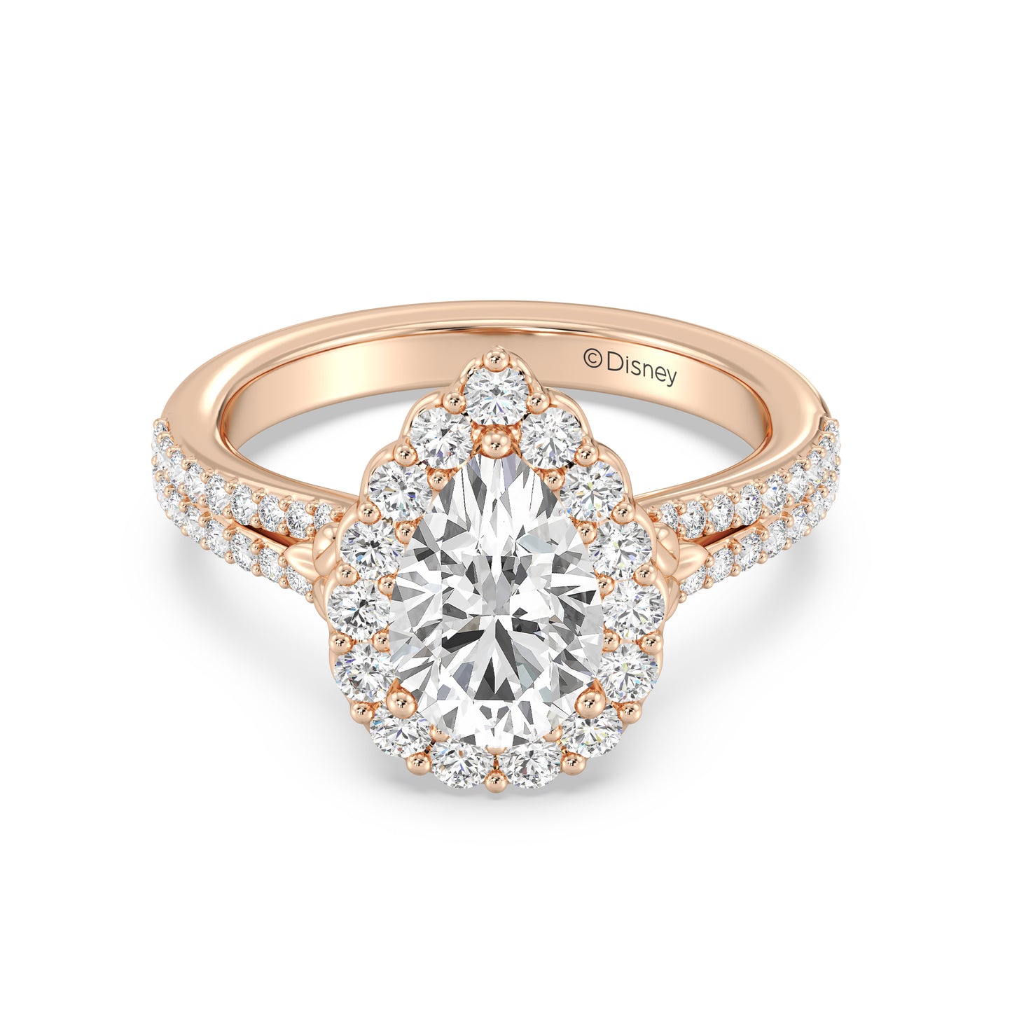 Enchanted Star Lab Grown Diamond 14K Gold Cinderella Split Shank Halo Engagement Ring