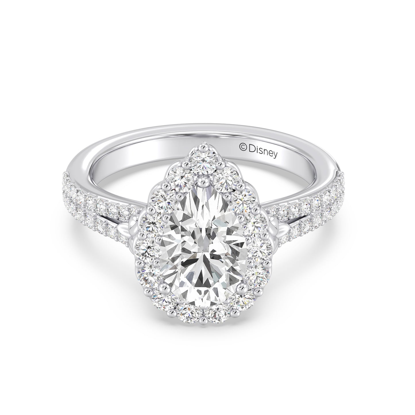 Enchanted Star Lab Grown Diamond 14K Gold Cinderella Split Shank Halo Engagement Ring