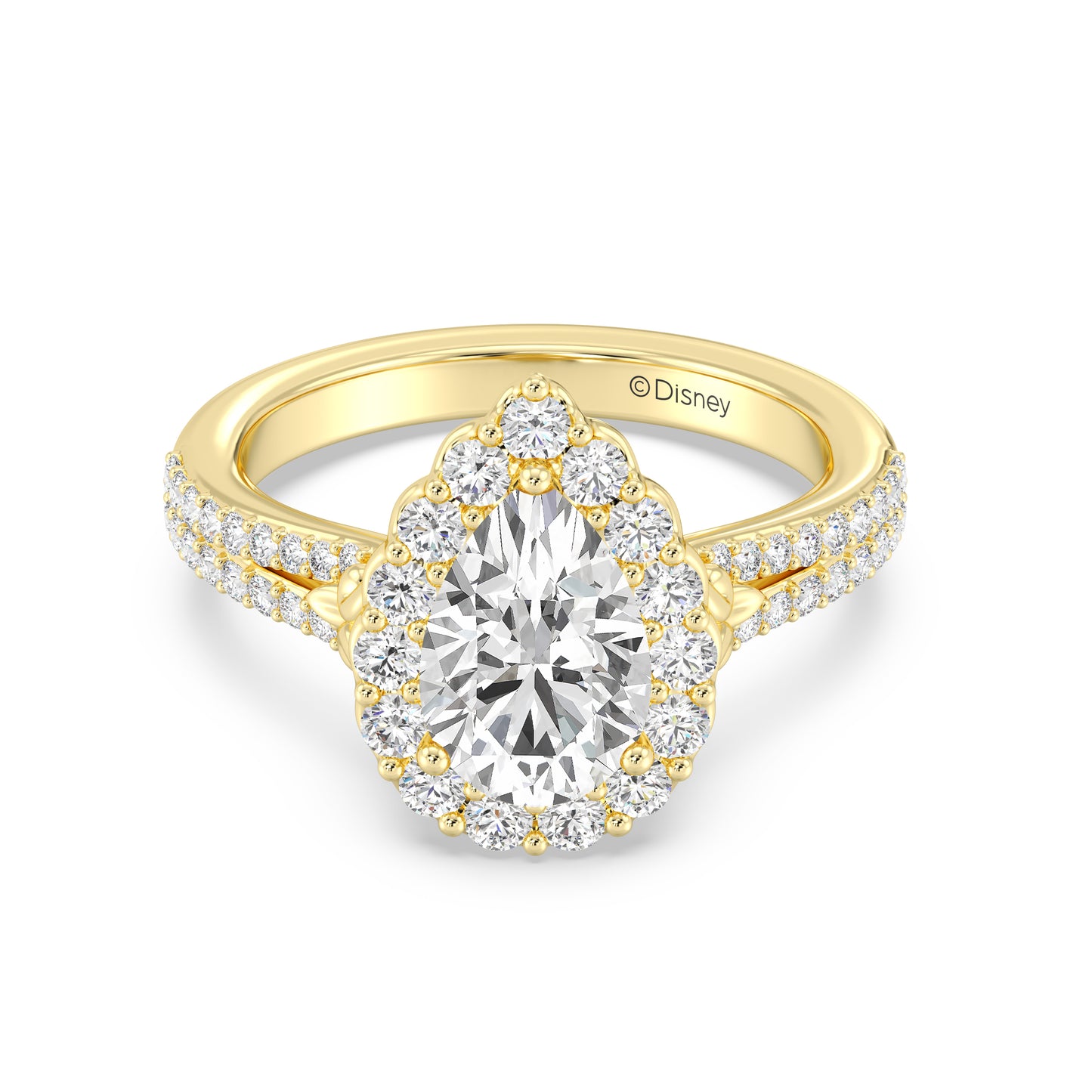 Enchanted Star Lab Grown Diamond 14K Gold Cinderella Split Shank Halo Engagement Ring