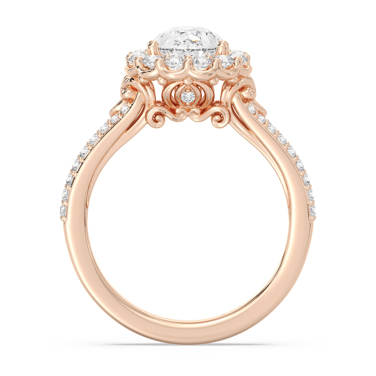 Enchanted Star Lab Grown Diamond 14K Gold Cinderella Split Shank Halo Engagement Ring